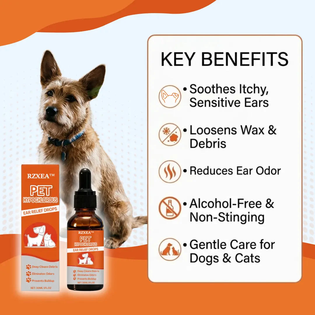 🐾 Stop the Scratching, Soothe the Ears | RZXEA™ Pet Hypochlorous Ear Relief Drops